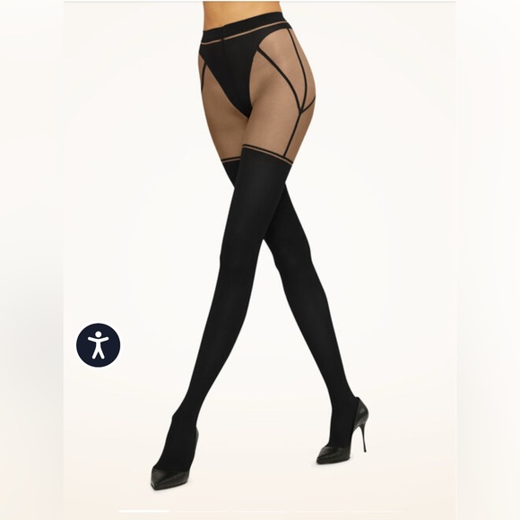 Wolford garter belt tights fairly light/ black - Picture 1 of 3